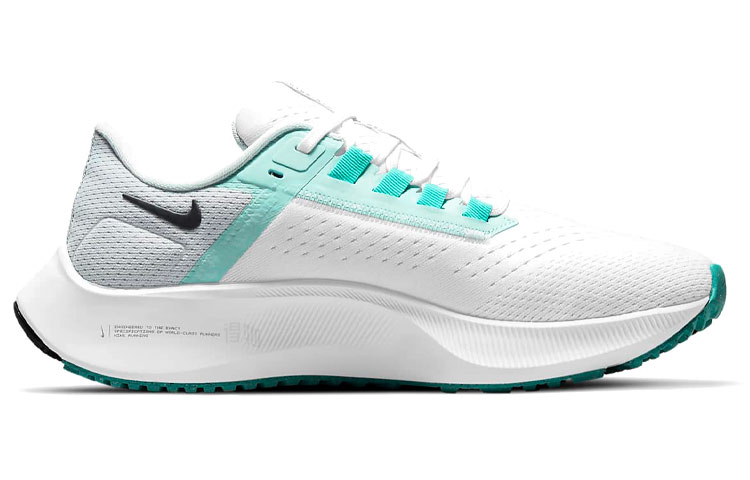 Женские кроссовки Nike Pegasus 38 (бело-зелено-черные) — Белый / зелёный / чёрный — фото 2