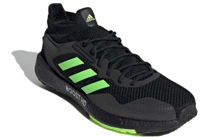 Мужские кроссовки adidas PulseBOOST (черно-зеленые) — Чёрный / зелёный — фото 3