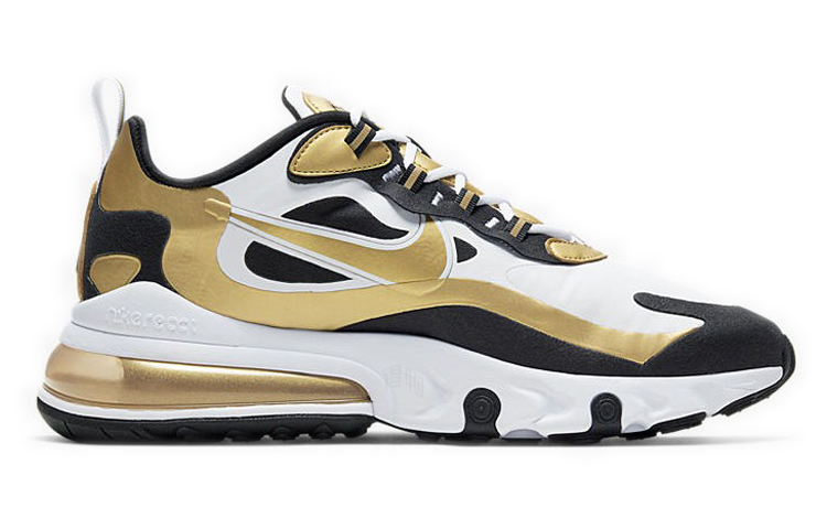Мужские кроссовки Nike Air Max 270 React (черно-золотые) — фото 2