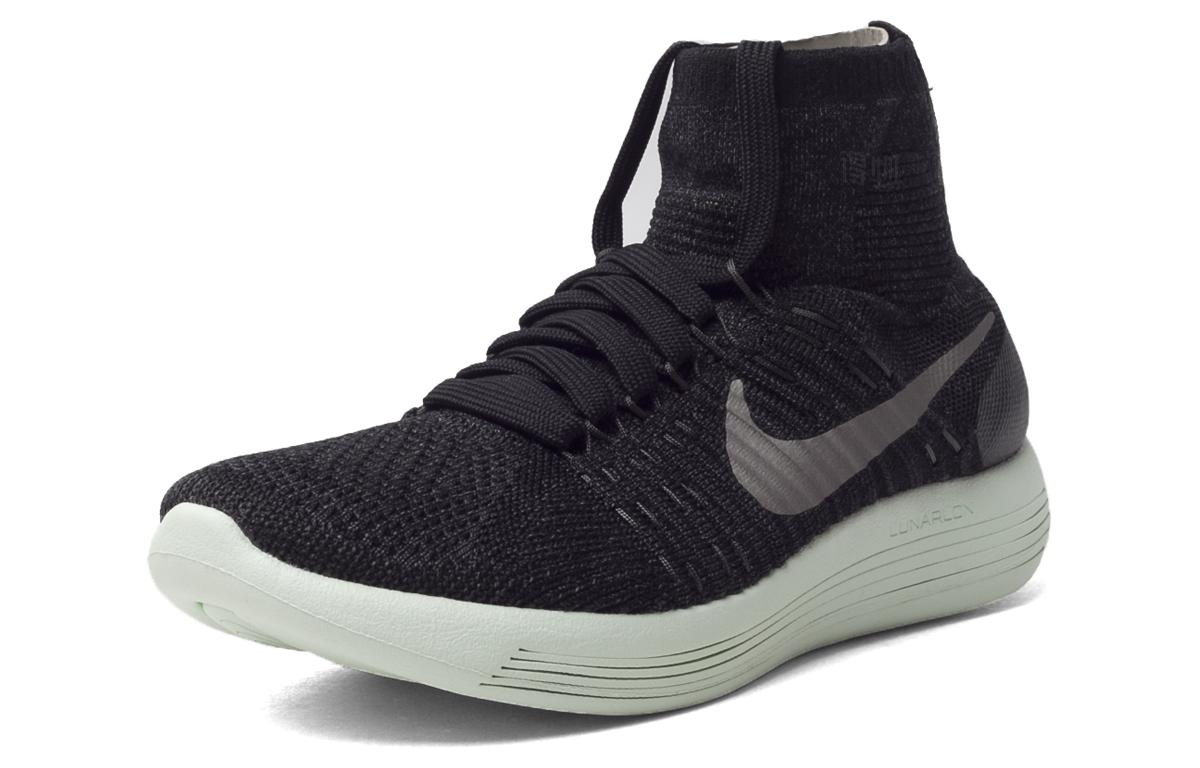 Женские кроссовки Nike LunarEpic Flyknit LB (черно-зеленые) — Чёрныйзелёный — фото 3