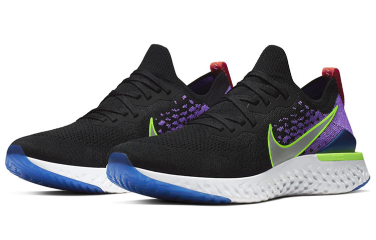 Мужские кроссовки Nike Epic React Flyknit 2 (черно-фиолетовые) — Чёрный / фиолетовый — фото 3