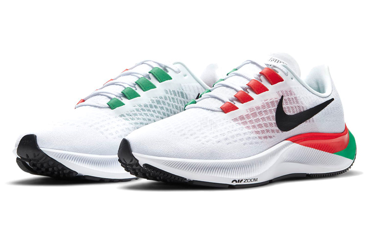 Женские кроссовки Nike Pegasus 37 (бело-красно-зеленые) — фото 3