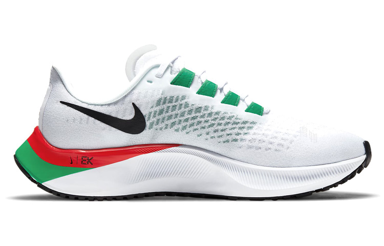 Женские кроссовки Nike Pegasus 37 (бело-красно-зеленые) — фото 2