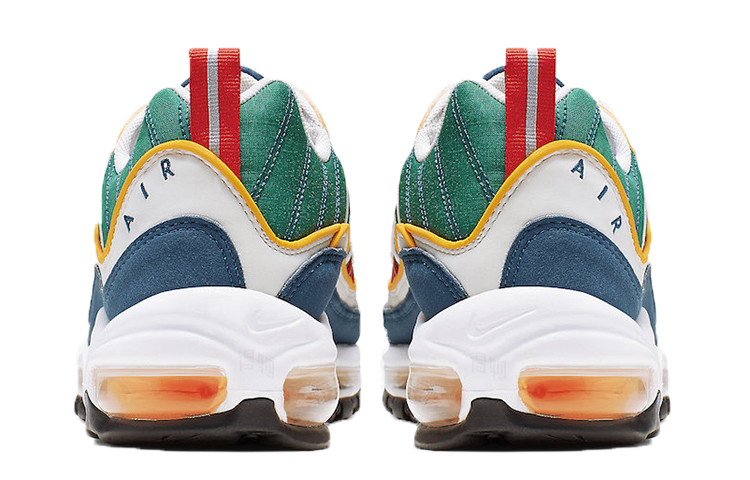 Женские кроссовки Nike Air Max 98 (синий / зеленый / белый) — Синий / зелёный / белый — фото 4