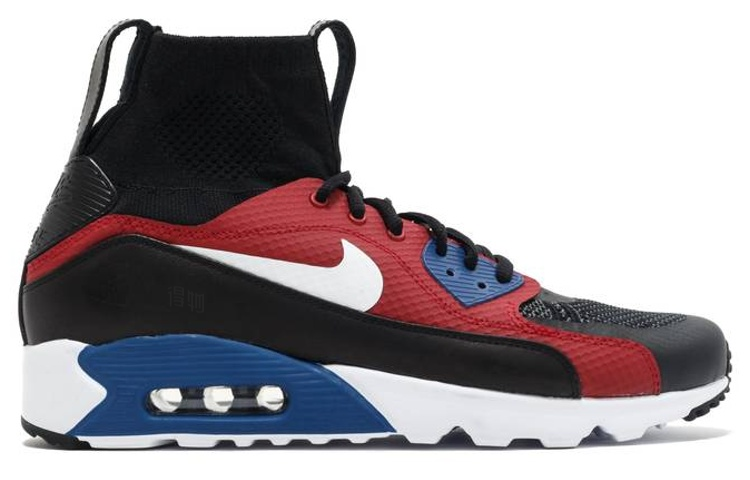 Мужские кроссовки Nike Air Max 90 Ultra Superfly T (красно-сине-черные) — Чёрный / тёмно-серый / белый — фото 2