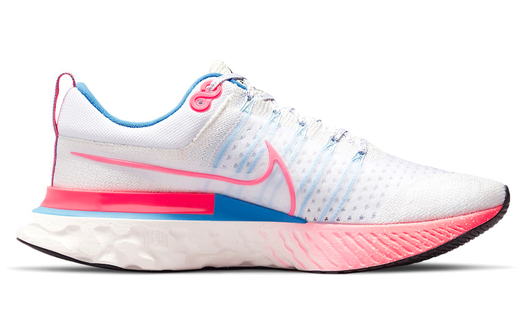 Мужские кроссовки Nike React Infinity Run Flyknit 2 (белый / розовый / синий) — фото 2