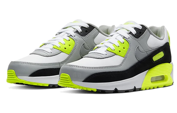 Кроссовки Nike NikeAir Max 90 LTRGS (серо-зеленый) — 白色/浅烟灰/荧光黄/微粒灰 — фото 3