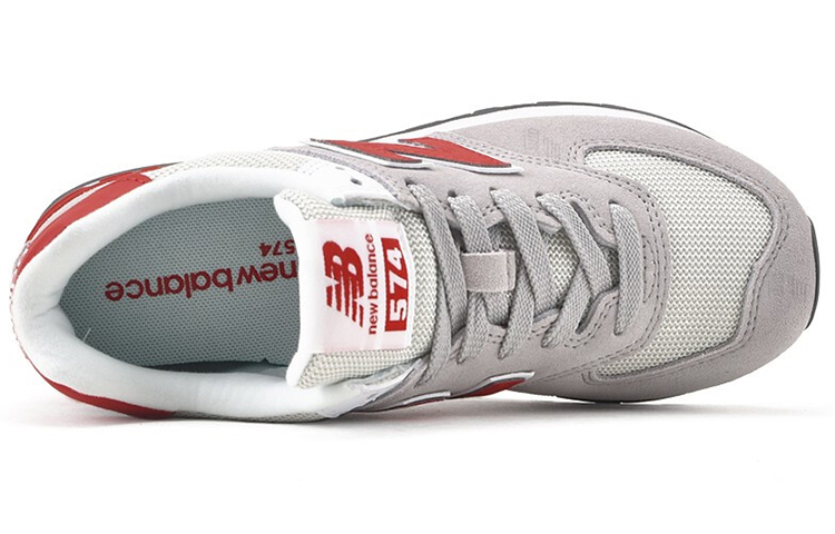 Женские кроссовки New Balance 574 (серые) — Серый / красный — фото 3