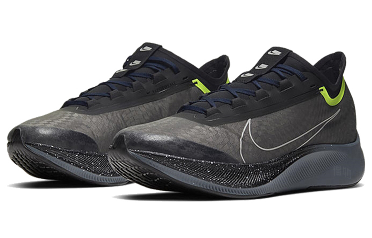 Мужские кроссовки Nike Zoom Fly 3 (черно-зеленые) — Чёрныйзелёный — фото 3