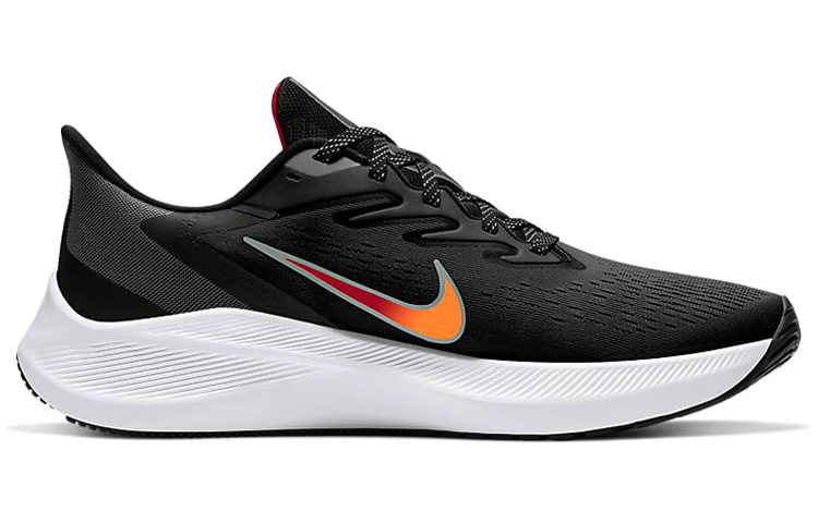 Мужские кроссовки Nike Zoom Winflo 7 (черно-серо-оранжевые) — Чёрный / серый / оранжевый — фото 2