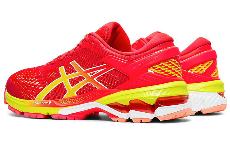 Женские кроссовки ASICS Gel-Kayano 26 (красно-желтые) — Красный / жёлтый — фото 4
