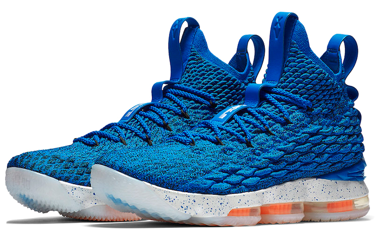 Мужские кроссовки Nike Lebron 15 EP Hardwood Classics OG (сине-белые) — фото 3