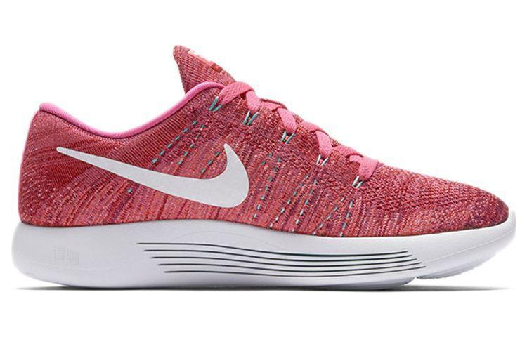 Женские кроссовки Nike LunarEpic Flyknit (розово-белые) — фото 2
