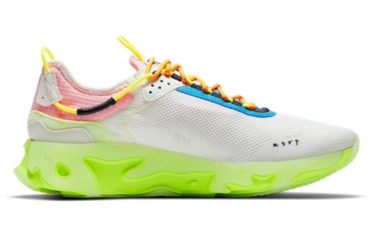 Мужские кроссовки Nike React Live (бело-зеленые) — Белый / зелёный / розовый / оранжевый / синий — фото 2