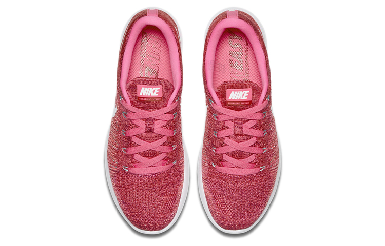 Женские кроссовки Nike LunarEpic Flyknit (розово-белые) — фото 4