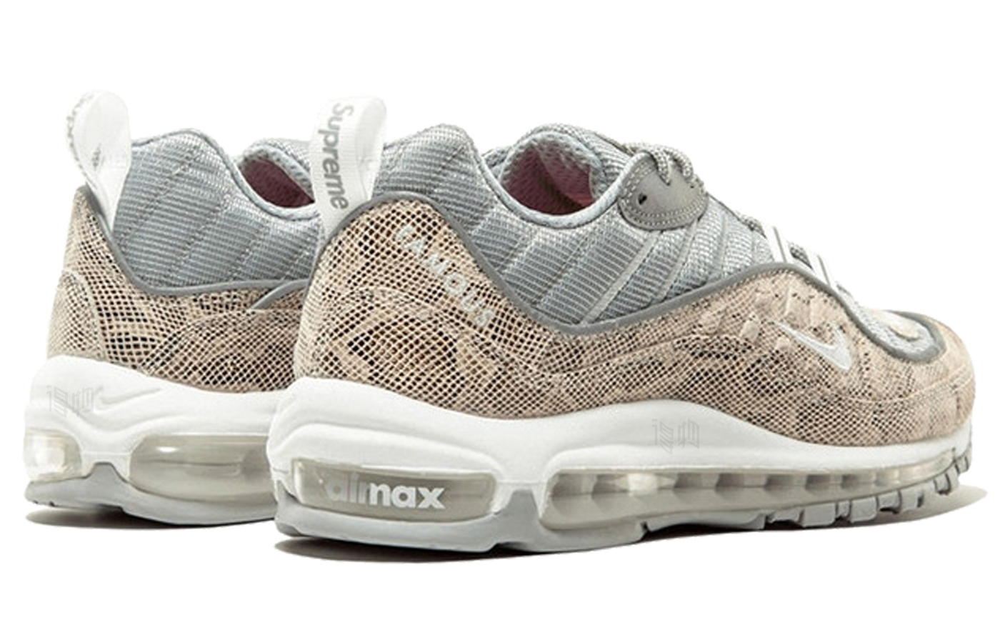 Мужские кроссовки Nike Air Max 98 ларафон /// (серебристо-белые с красным) — 帆色/金属银/红/白 — фото 4
