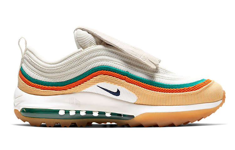 Мужские кроссовки Nike Air Max 97 G NRG (бежевые с зеленым и красным) — Бежевый / зелёный / красный — фото 2