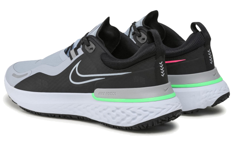 Мужские кроссовки Nike React Miler 1 Shield (серо-черно-зеленые) — фото 4