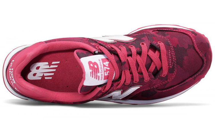Женские кроссовки New Balance 574 Camo (красный камуфляж) — Красный / чёрный / белый — фото 3