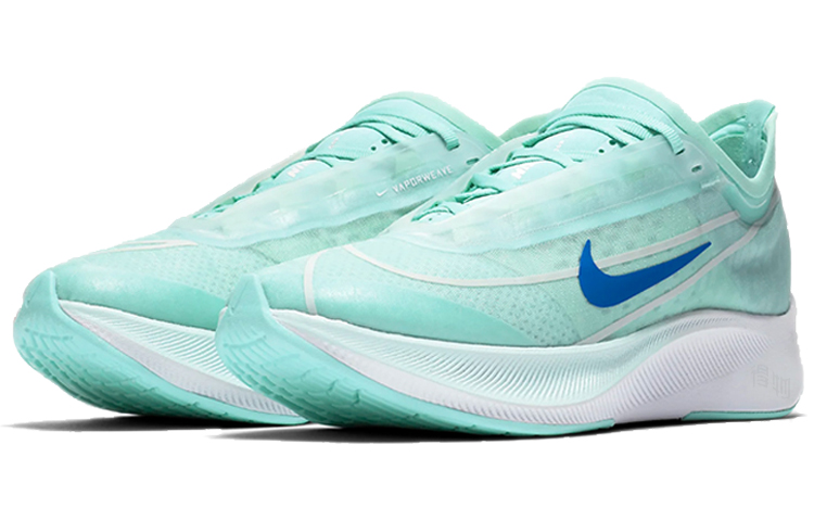 Женские кроссовки Nike Zoom Fly 3 (светло-зеленые) — 浅青色/赛车蓝/白色 — фото 3