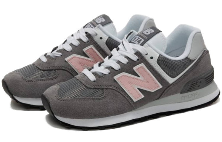 Женские кроссовки New Balance 574 (серо-розовые) — фото 2