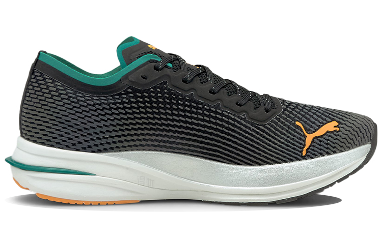 Мужские кроссовки PUMA Deviate NITRO (черно-бело-оранжево-синие) — Чёрный / белый / оранжевый / синий — фото 2
