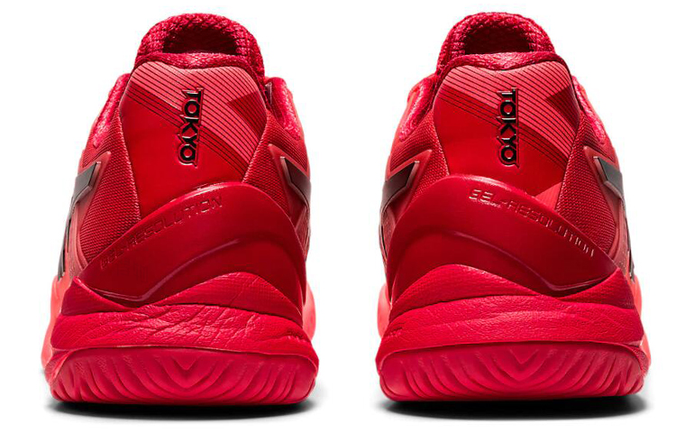 Женские кроссовки ASICS Gel-Resolution 8 (красно-черные) — 日出红/黑 — фото 4