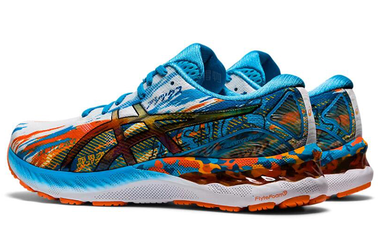 Мужские кроссовки ASICS GEL-Nimbus 23 (сине-оранжевые) — фото 4