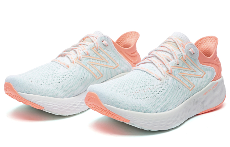 Женские кроссовки New Balance 1080 (бело-сине-оранжевые) — Белый / синий / оранжевый — фото 2