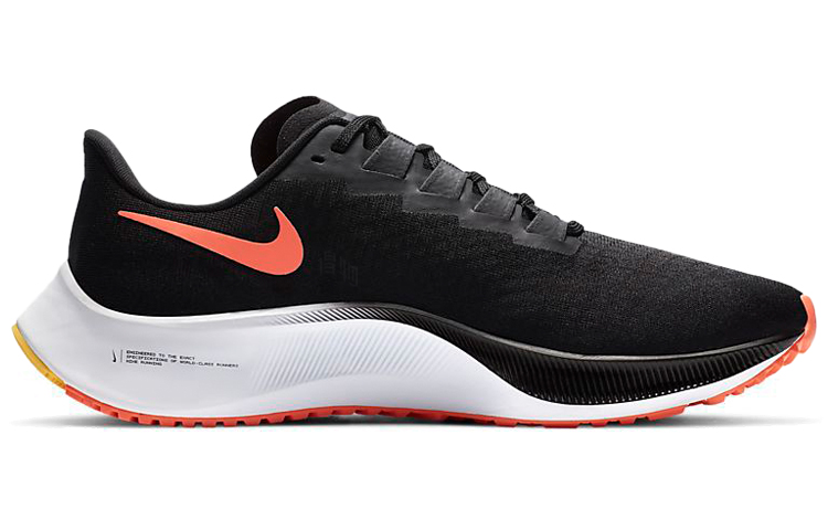 Мужские кроссовки Nike Pegasus 37 (черно-оранжевые) — Чёрный / оранжевый — фото 2