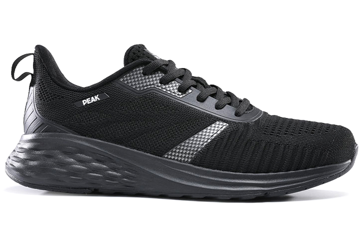 PEAK Textile, Synthetic Leather Cushioning Slip Resistant Abrasion Resistant Low top Running Shoes Men’s Black