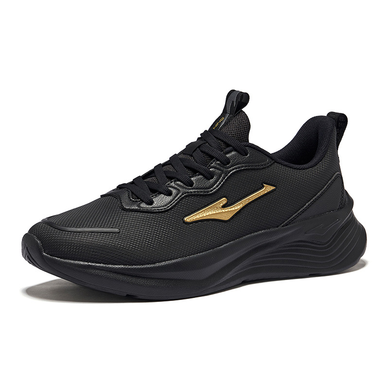 Erke Cushioning Slip Resistant Lightweight Low top Casual Running Shoes Men’s Black Gold