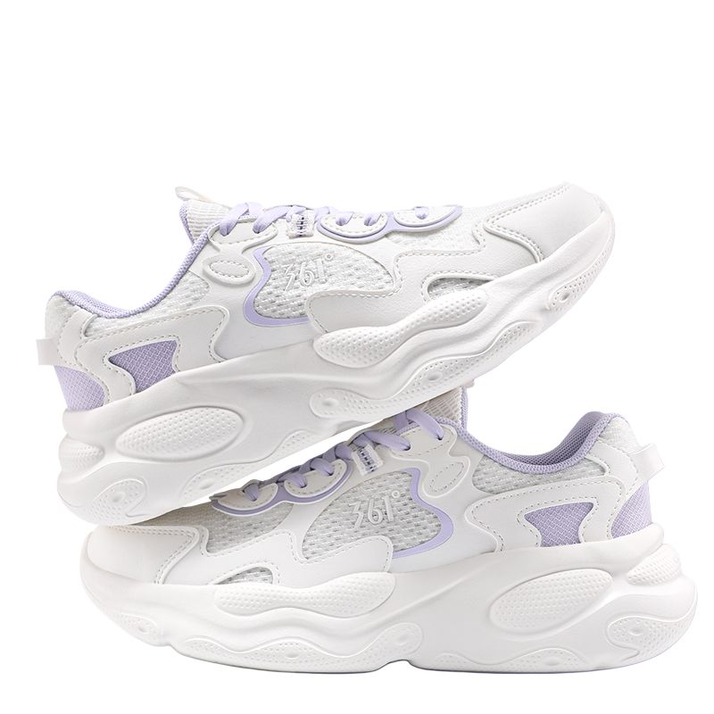361° Yunshu Cushioning Abrasion Resistant Lightweight Low top Casual Running Shoes Women’s White Purple