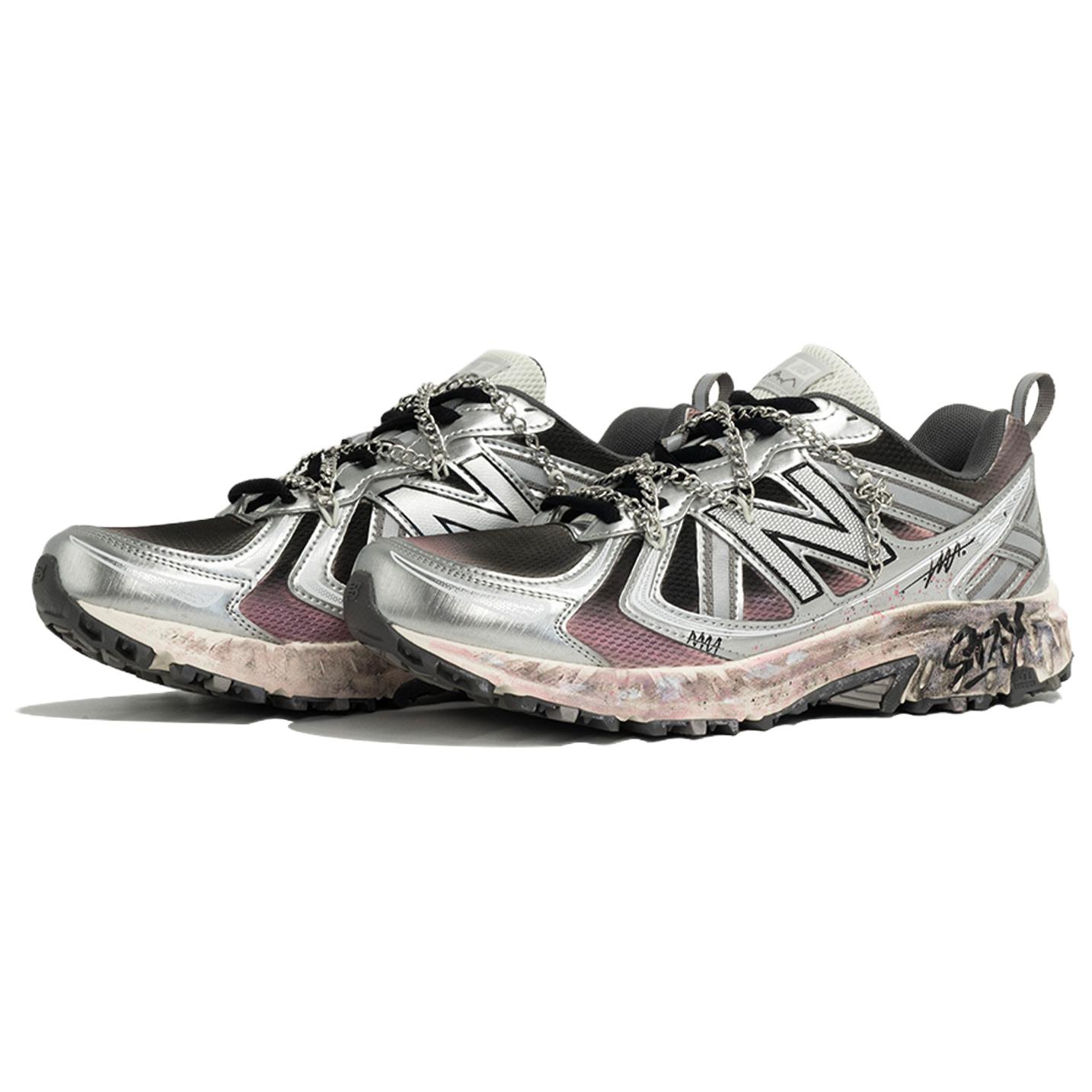 New Balance NB 410 V5 Slip Resistant Abrasion Resistant Low top Running Shoes Unisex Silver Pink