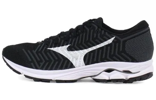 Mizuno Waveknit R1 Abrasion Resistant Low top Running Shoes Men's Black White