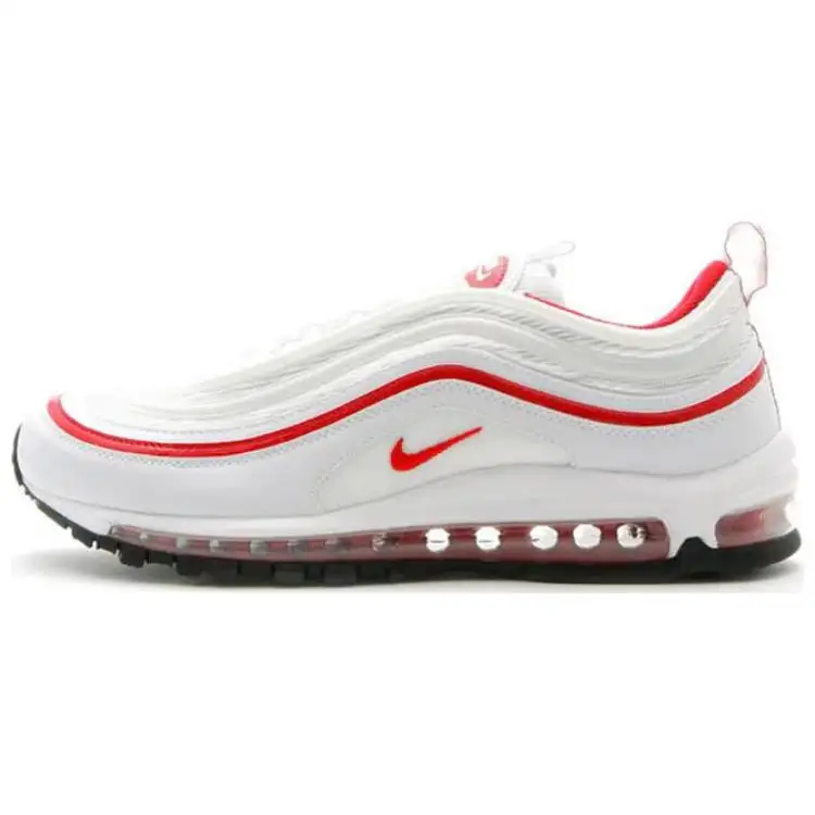 Nike Air Max 97 Abrasion Resistant Low top Running Shoes Men's White Red