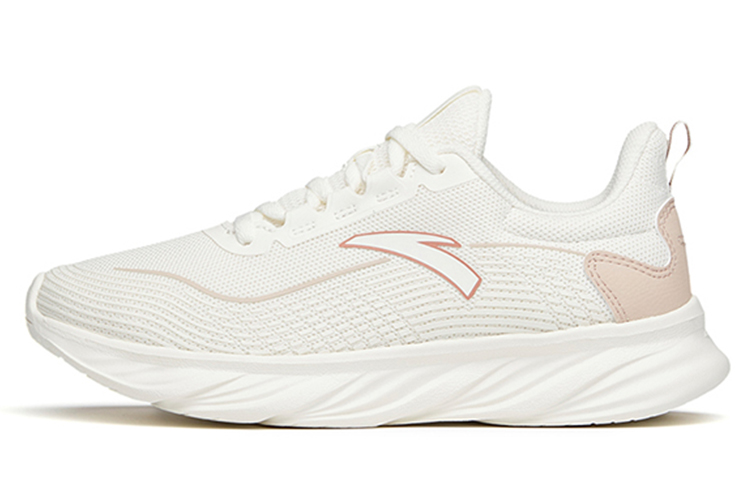 Anta Comfortable Round Toe Cushioning Slip Resistant Abrasion Resistant Low top Running Shoes Women’s Beige Pink