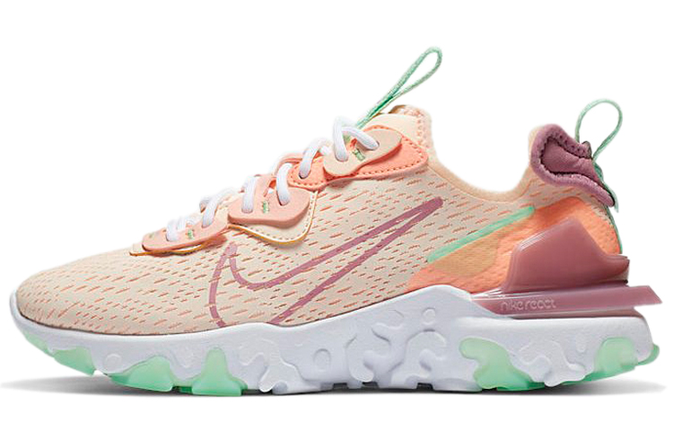 Nike React Vision comfortable and versatile shock-absorbing, non-slip and wear-resistant low-cut casual running shoes for women, orange green