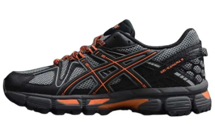Asics Gel Kahana 8 Comfortable Cushioning Abrasion Resistant Breathable Low top Casual Running Shoes Men's Black Orange