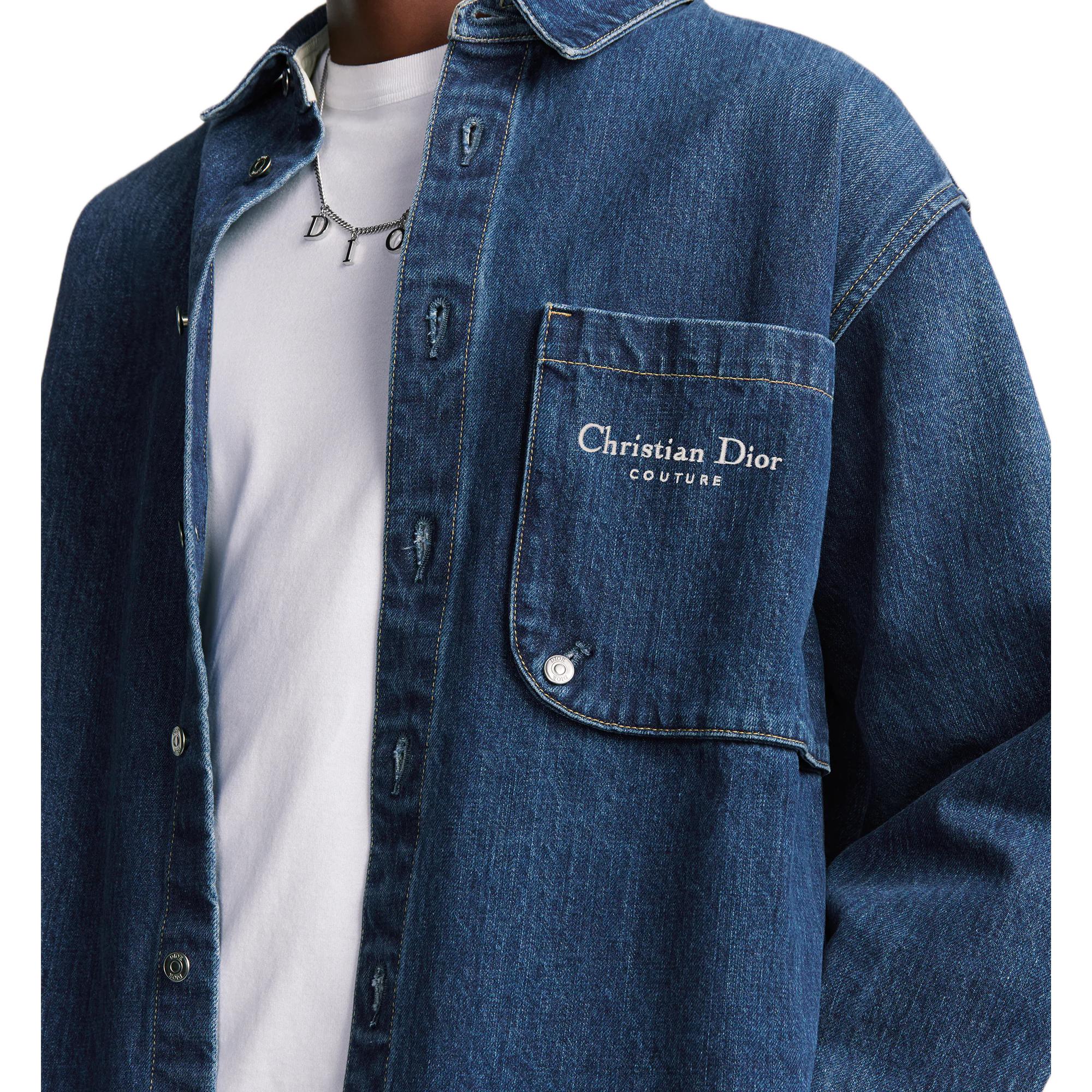 Мужская рубашка Dior Christian Dior Couture jacket shirt Logo (синяя) — фото 6
