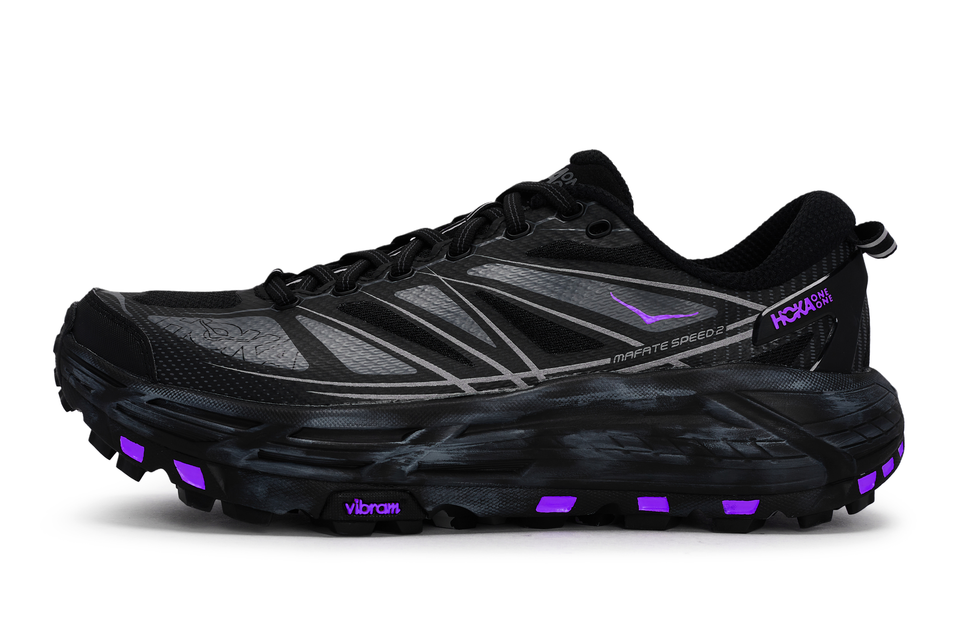 HOKA ONE ONE Mafate Speed 2 Abrasion Resistant Abrasion Resistant Low top Running Shoes Unisex Black Gray Purple