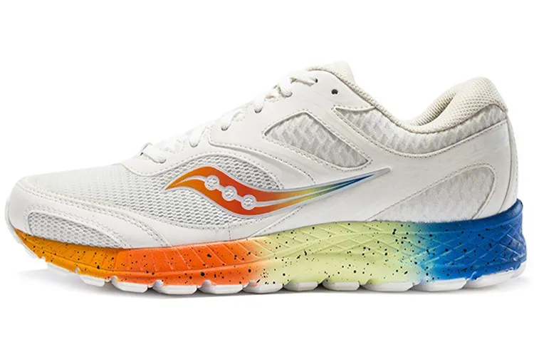 Saucony Cohesion 12 Mesh, Textile Non slip Lightweight Low top Running Shoes Men's White Orange
