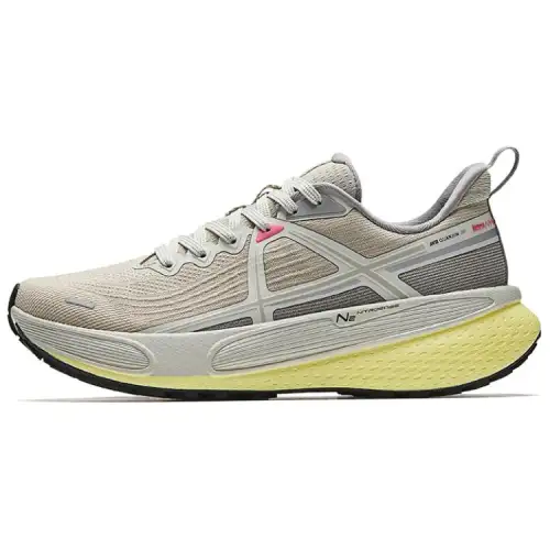 Anta Slip Resistant Abrasion Resistant Slip Resistant Abrasion Resistant Low top Running Shoes Women's Beige Gray