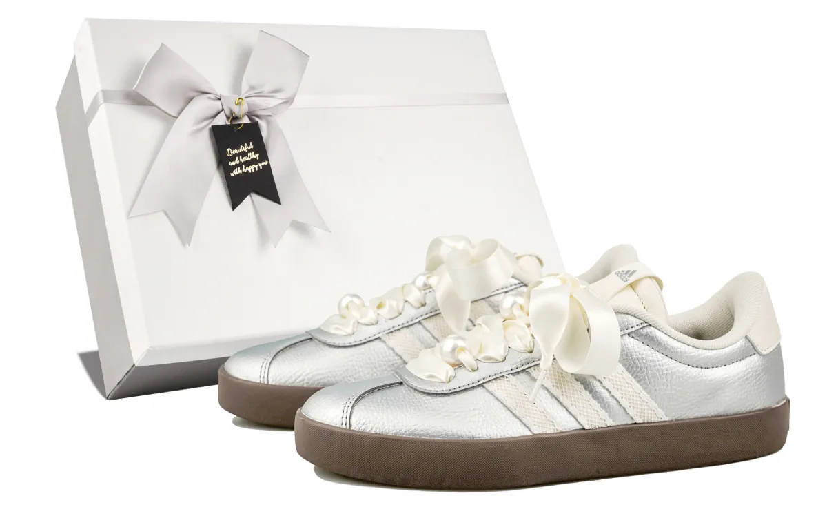 Adidas VL COURT 3.0 RISK Silver Frost Pearl Slip Resistant Abrasion Resistant Slip Resistant Abrasion Resistant Low top