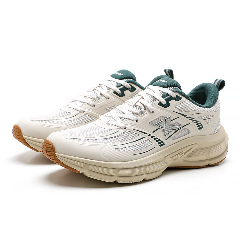XTEP Cushioning Breathable Abrasion Resistant Low top Casual Running Shoes Men’s White Gray Green