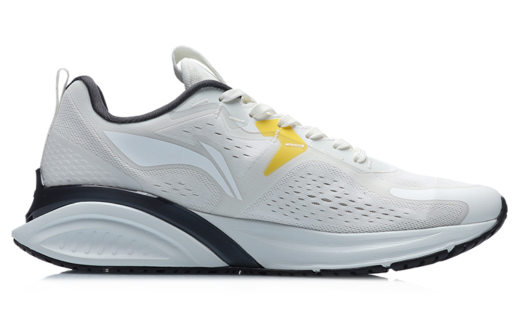 Li Ning Cushioning Slip Resistant Abrasion Resistant Low top Running Shoes Unisex Gray Yellow
