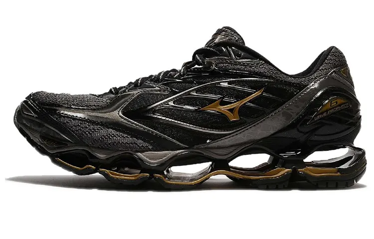 Mizuno Prophecy 6 Wave Abrasion Resistant Low top Running Shoes Men's Black Gold