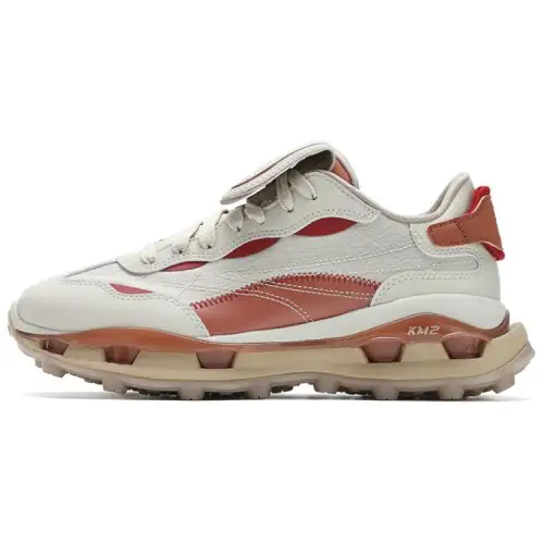 FILA KM2 Textile, Synthetic Leather Low top Casual Shoes Men's White Orange
