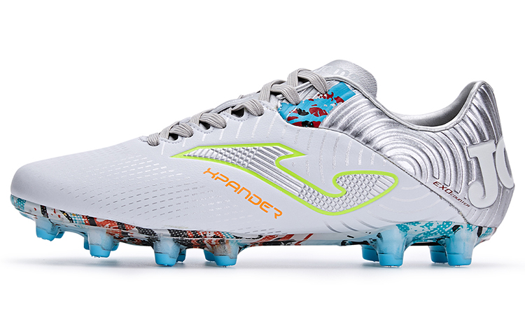 Joma Training FG Firm Ground Slip Resistant Abrasion Resistant Soccer Shoes Men's White Silver