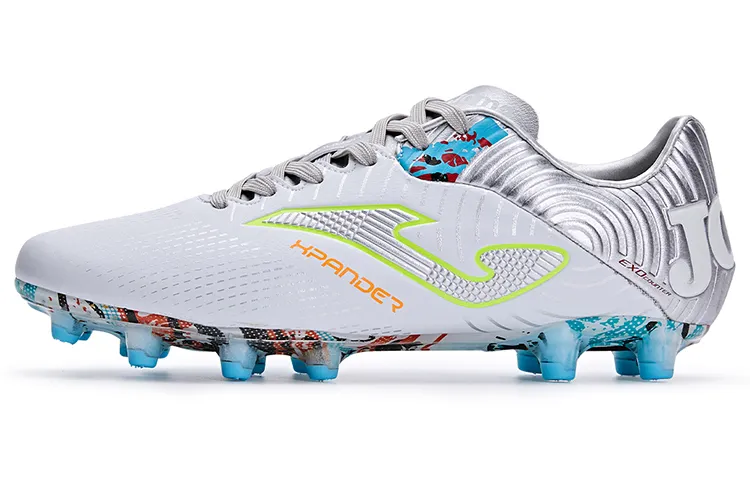 Joma Training FG Firm Ground Slip Resistant Abrasion Resistant Soccer Shoes Men's White Silver